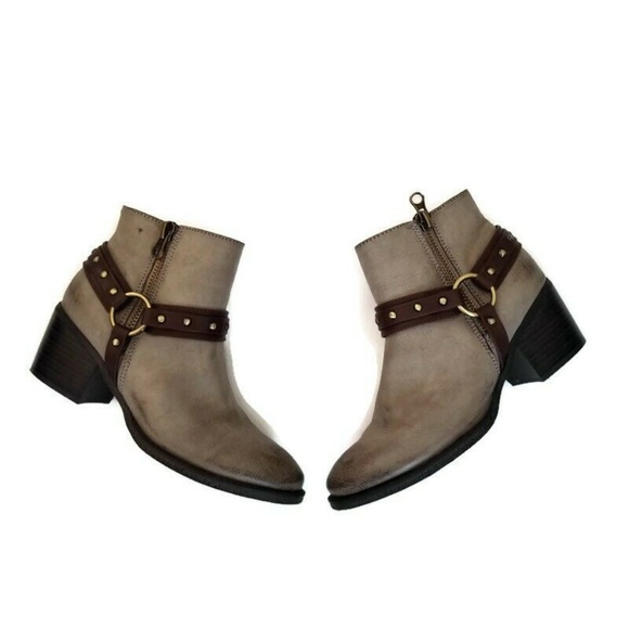 Kohls Sonoma Women's Biker Brown Ankle Boots Sz 8 - Picture 2 of 9